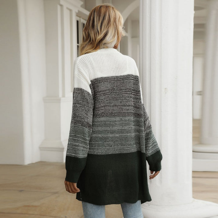 Damen lässiger Strickcardigan mit blockierendem Design und weiten Ärmeln Drune