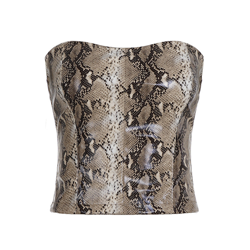 Damen Crop-Top im Schlangenleder-Look Drune