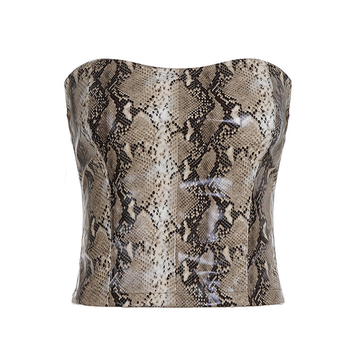 Damen Crop-Top im Schlangenleder-Look Drune