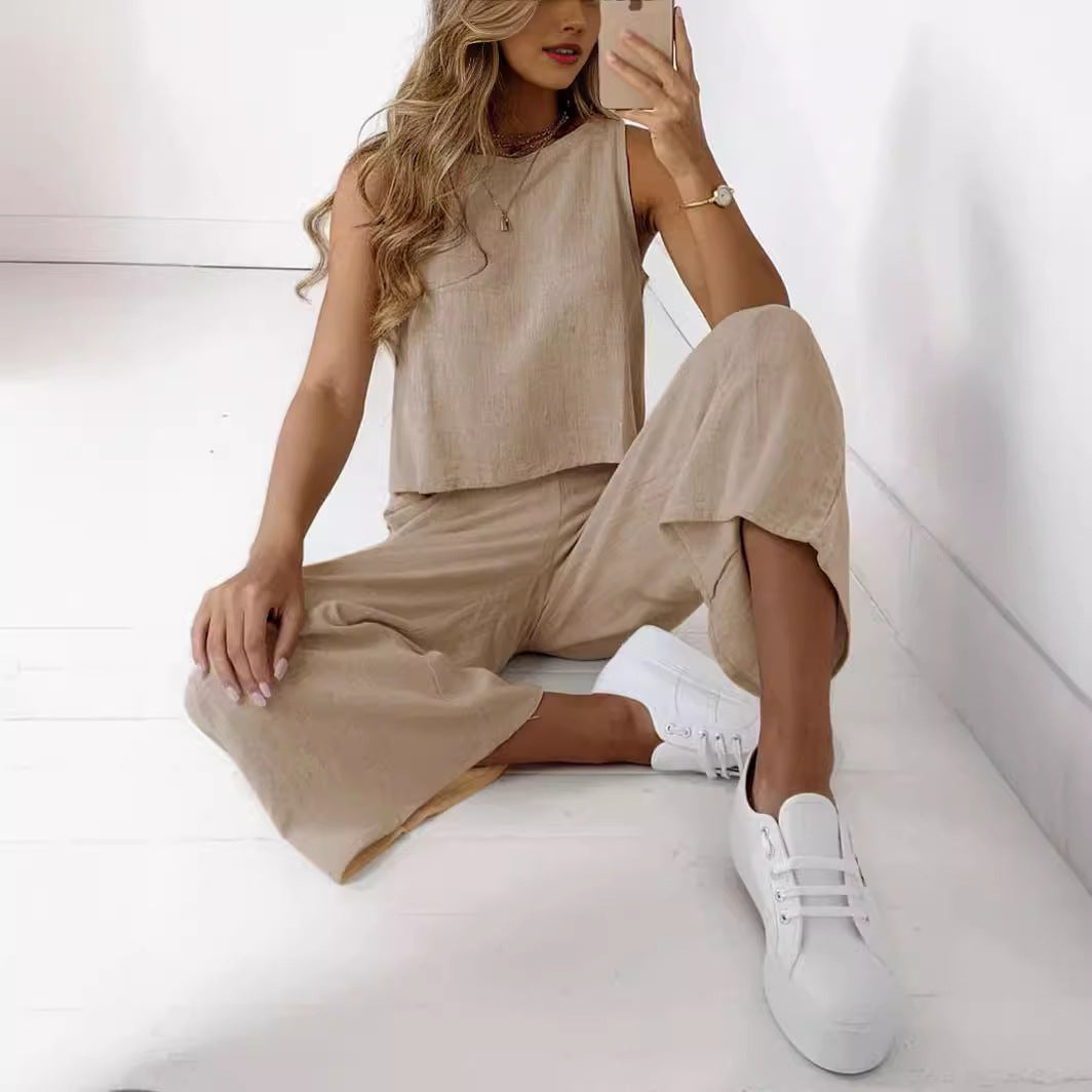 Damen entspanntes Oberteil und weite Hose Set Drune