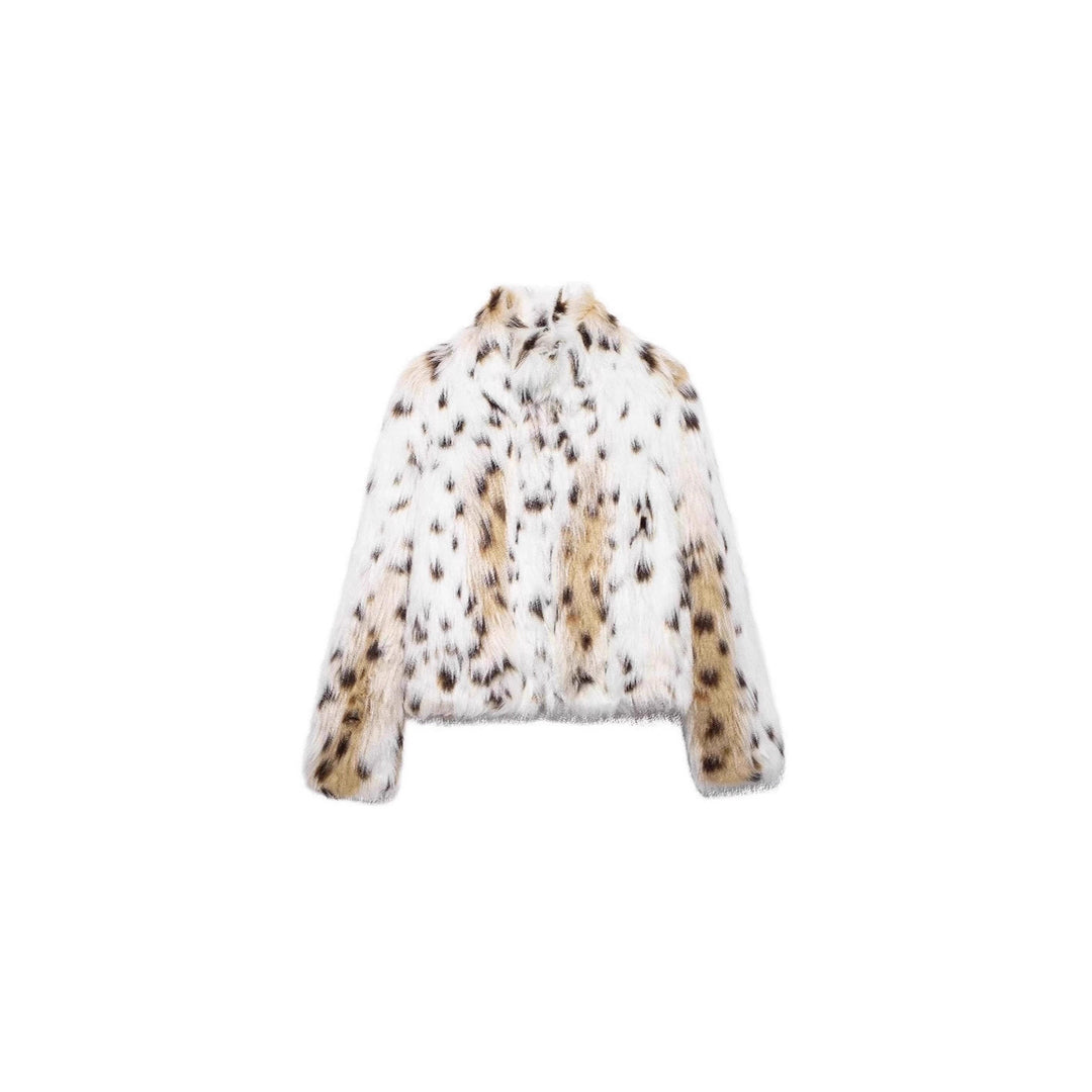 Damen Flauschige Leopardenmuster Kunstpelzjacke Drune