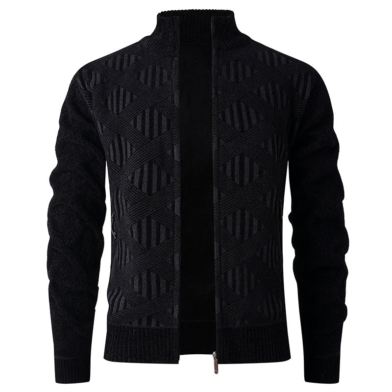 Herren Strickjacke mit strukturiertem Muster und hohem Kragen Drune