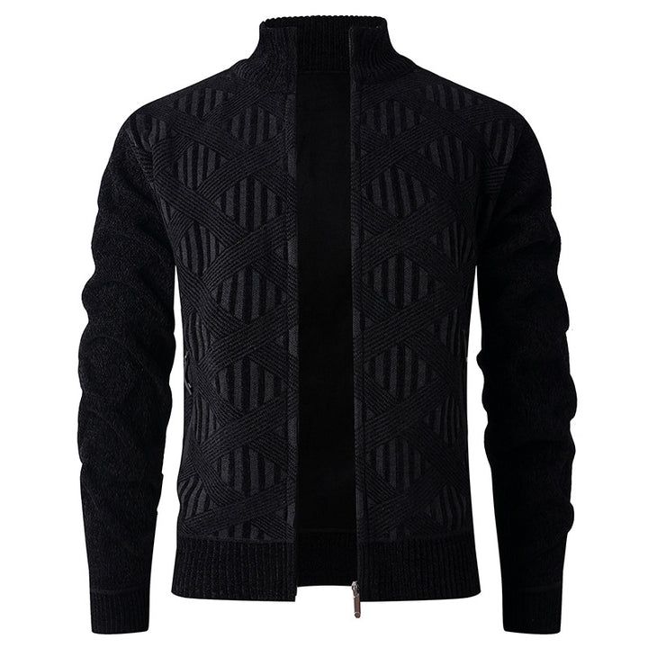 Herren Strickjacke mit strukturiertem Muster und hohem Kragen Drune