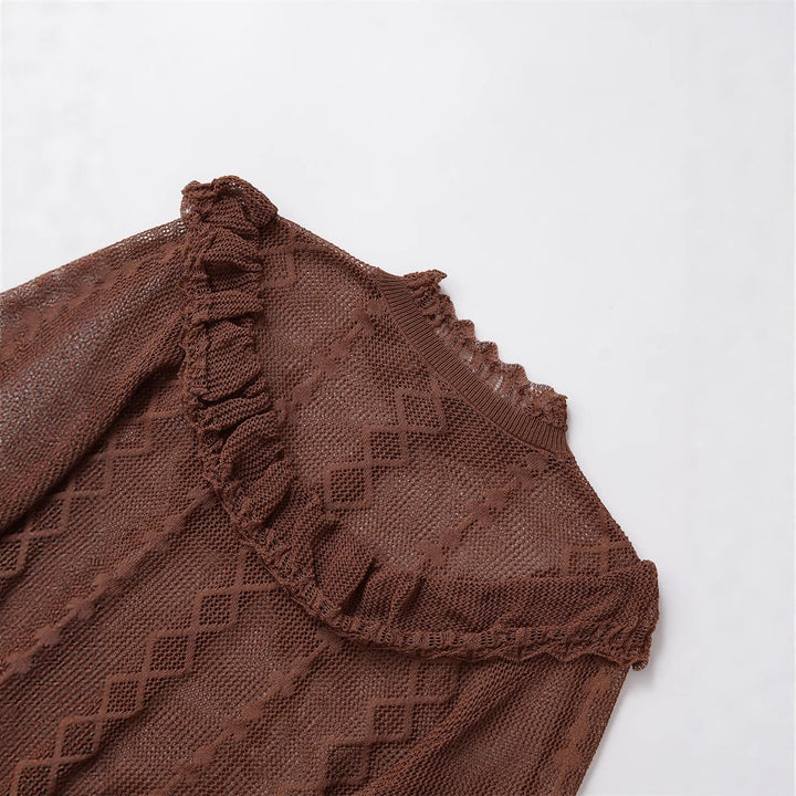 Damen Süßes Strickoberteil mit Rüschendetails und Knopfleiste Drune