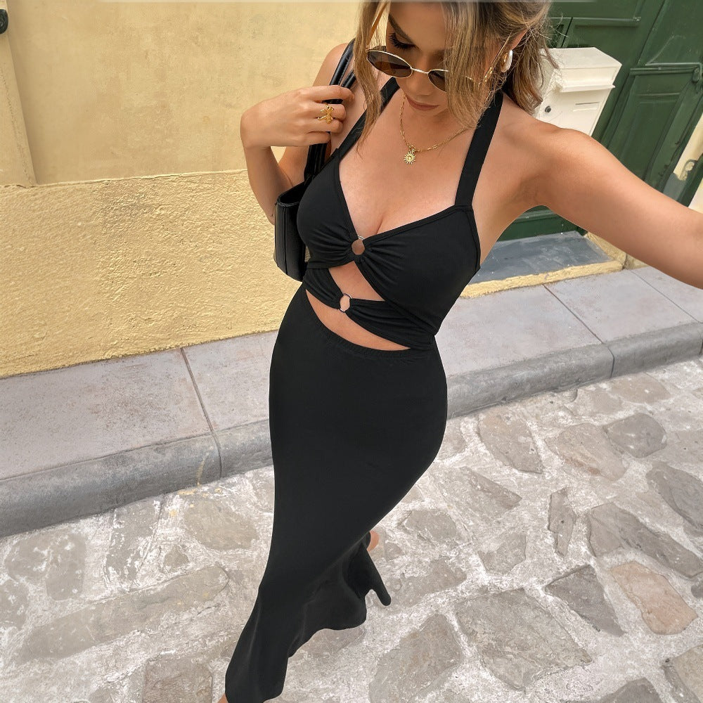 Damen Maxikleid mit raffiniertem Cut-Out-Design und elegantem Schlitz Drune