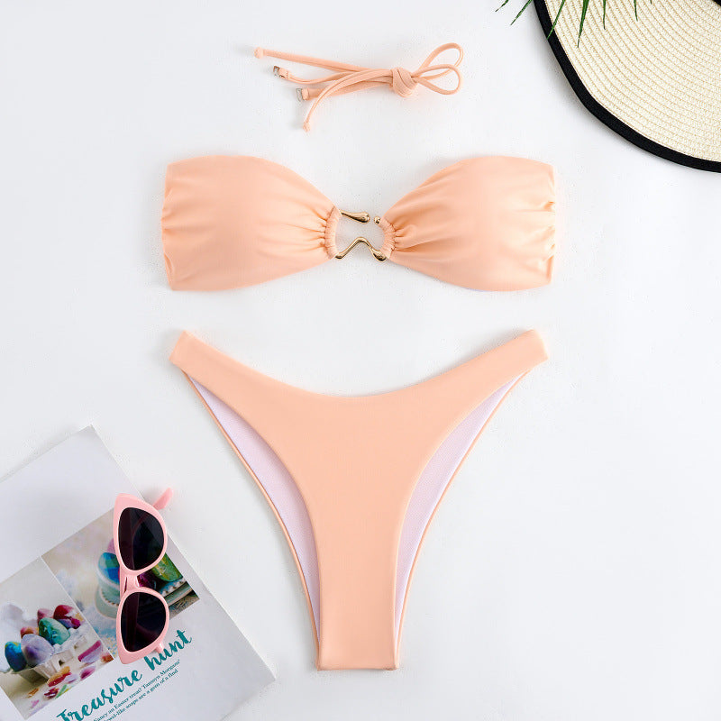 Damen Bandeau Bikini mit elegantem Gold-Detail Drune