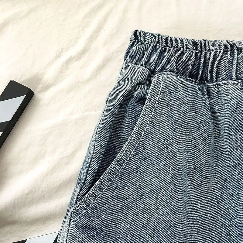 Damen bequeme Denim-Shorts mit elastischem Bund Drune