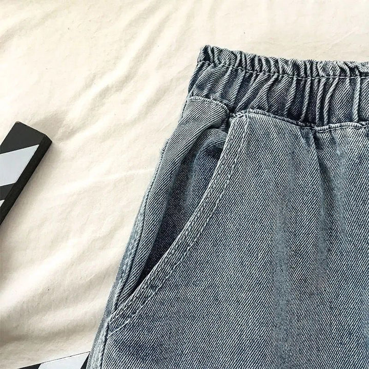 Damen bequeme Denim-Shorts mit elastischem Bund Drune