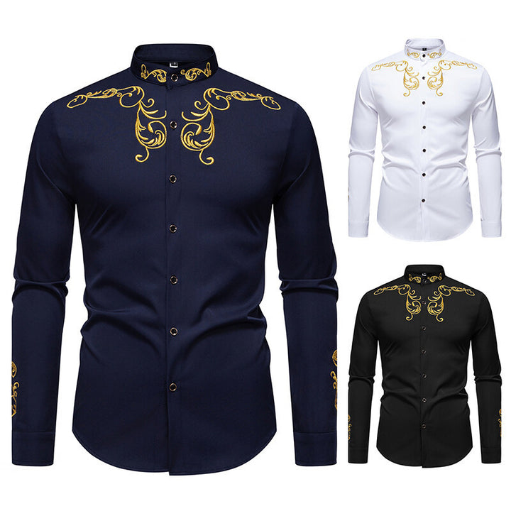 Herren Langarmshirt mit elegantem Stickereidesign Drune