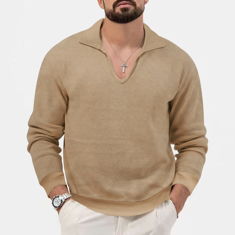 Herren eleganter Pullover mit V-Ausschnitt und strukturiertem Design Drune