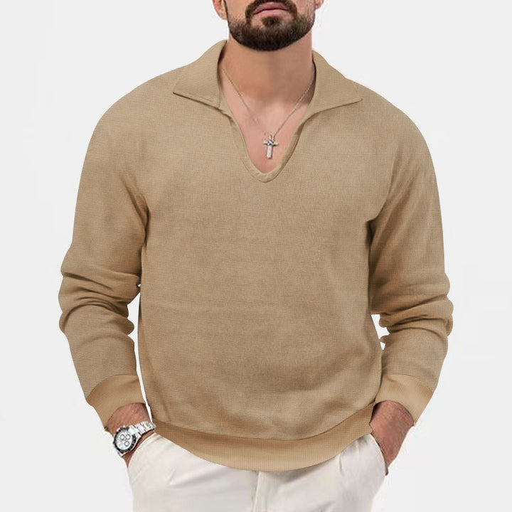 Herren eleganter Pullover mit V-Ausschnitt und strukturiertem Design Drune