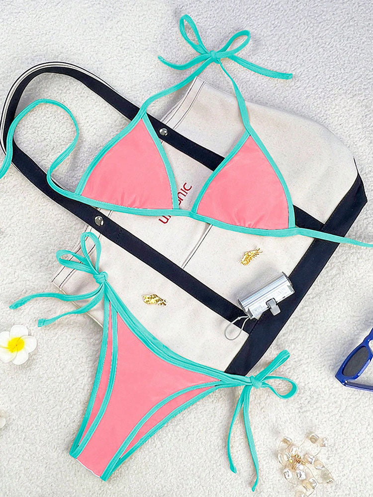 Damen Triangel-Bikini mit verspielten Schleifendetails Drune