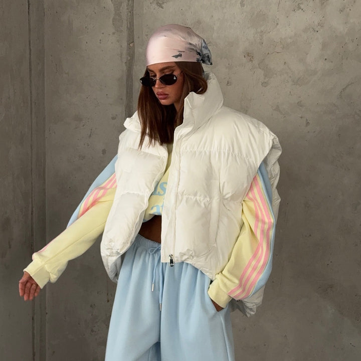 Damen Daunenweste mit hohem Kragen und modernem Oversized-Schnitt Drune