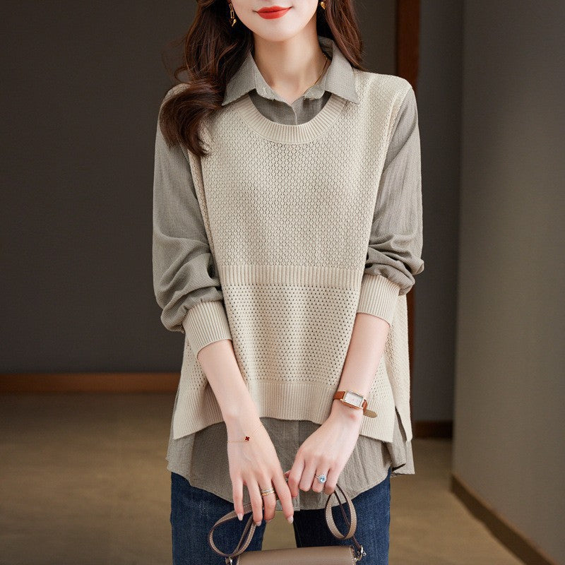 Damen Strickpullover mit einzigartiger Layered-Optik und feiner Struktur Drune