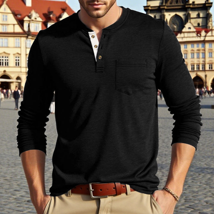 Herren Langarmshirt mit modischem Knopfdetail Drune