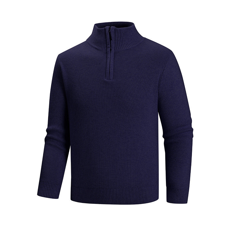 Herren modischer Strickpullover mit halbem Reißverschluss und strukturiertem Muster Drune
