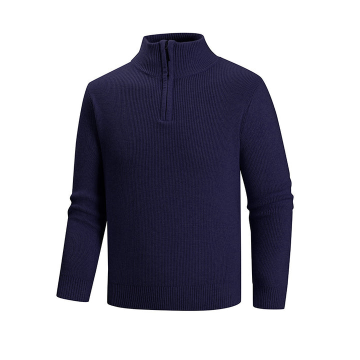 Herren modischer Strickpullover mit halbem Reißverschluss und strukturiertem Muster Drune
