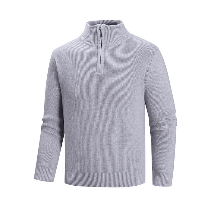 Herren modischer Strickpullover mit halbem Reißverschluss und strukturiertem Muster Drune