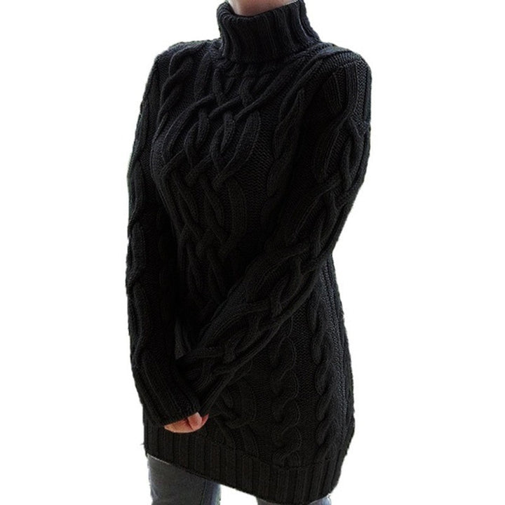 Damen Grobstrickpullover mit hohem Kragen und Zopfmuster Drune