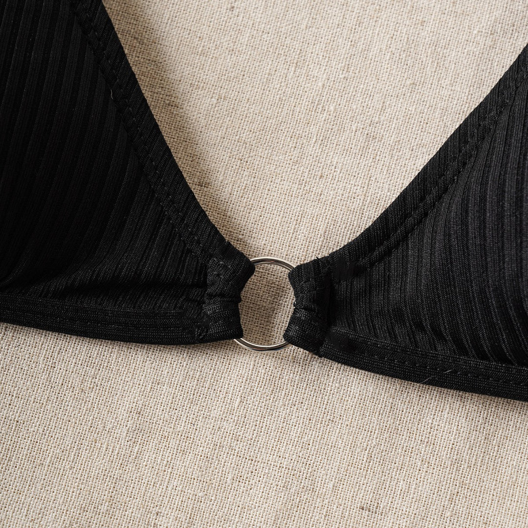 Damen Triangel-Bikini mit feinem Ripp-Design und verstellbaren Trägern Drune