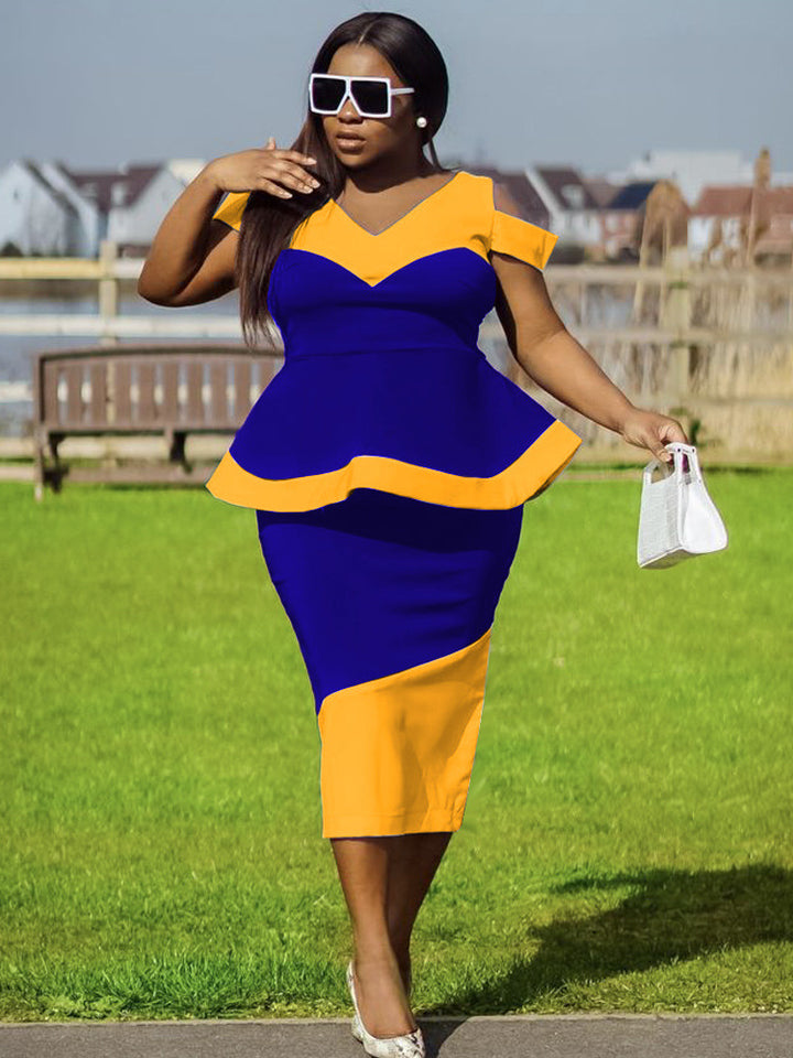 Damen Figurbetontes Peplum-Kleid Drune