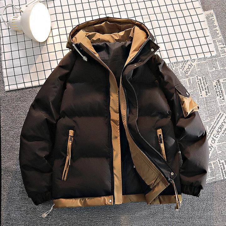 Männer's -isolierter Puffer-Hoodie-Winterjacke mit Kontrastfutter und Utility-Reißverschlusstaschen Drune