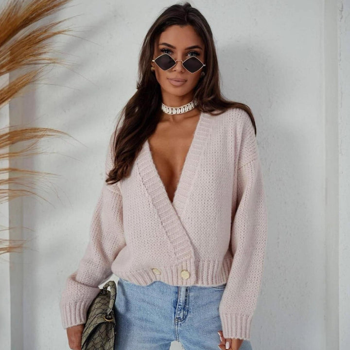 Damen modischer Strickcardigan mit Knopfdetails und weitem Schnitt Drune