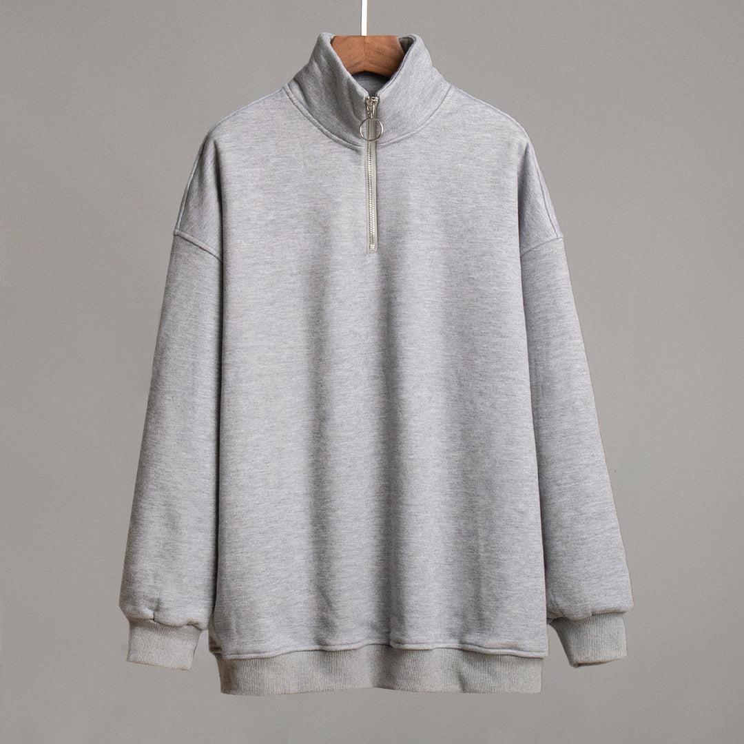 Damen Sportlicher Stehkragen Pullover Drune