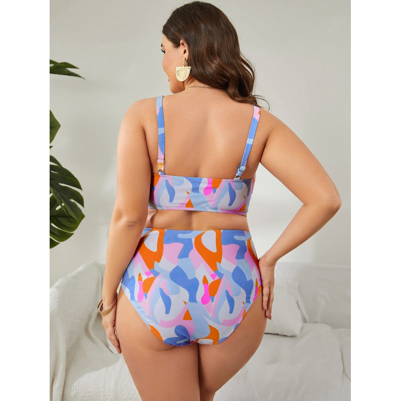 Damen Bikinimodell mit breiten Trägern und hohem Bund Drune