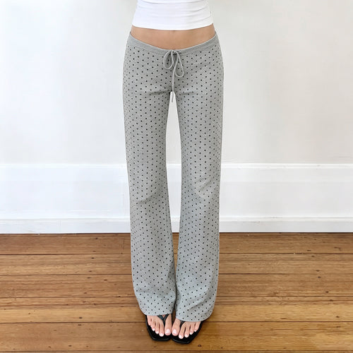 Damen nan gemütliche Highwaist-Loungehose mit weitem Schlag, elastischem Komfortbund, Kordelzug und dezentem Punkte-Print Drune