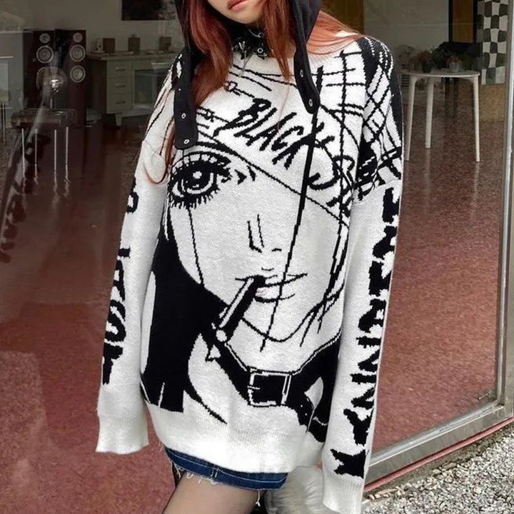 Damen Künstlerische Grafik Strickpullover Drune