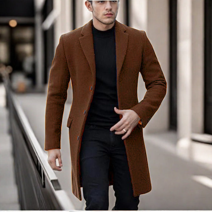 Herren eleganter Wollmantel mit schmalem Schnitt Drune