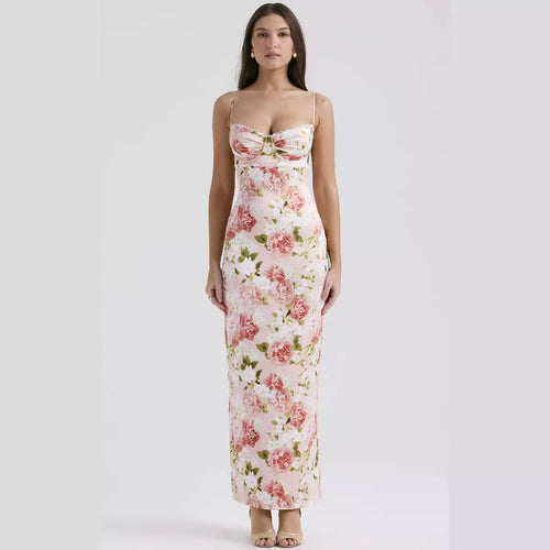 Damen Blumenkleid mit tailliertem Oberteil und schwingendem Saum Drune