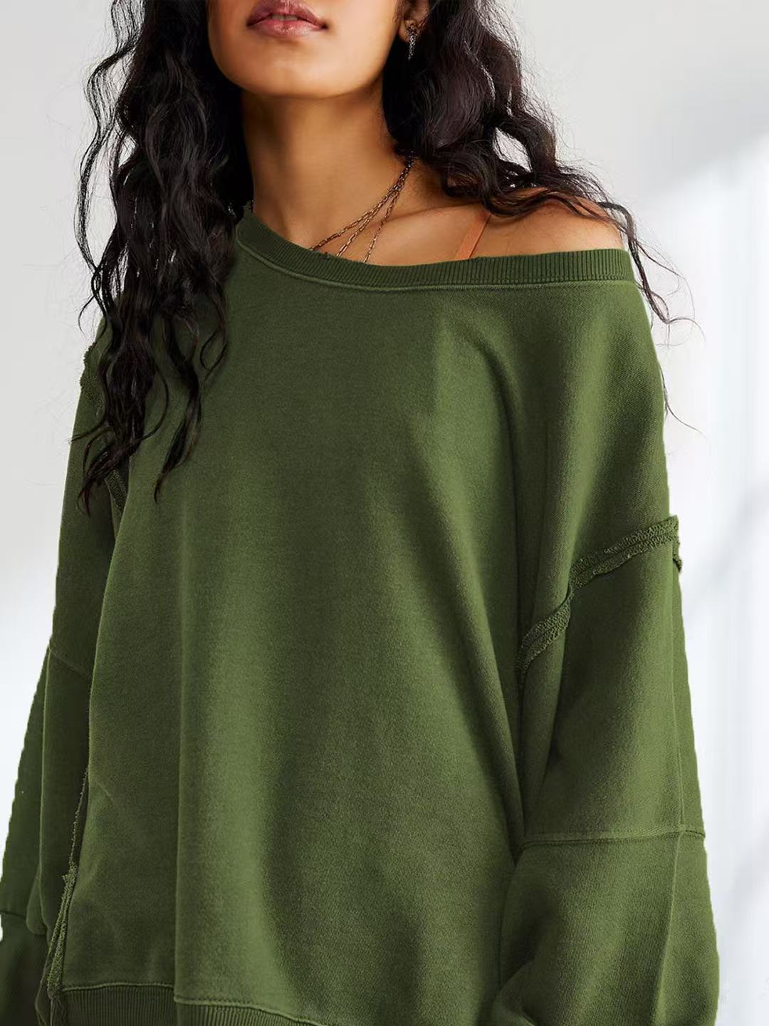 Damen Oversized Sweatshirt mit lässigen Puffärmeln Drune