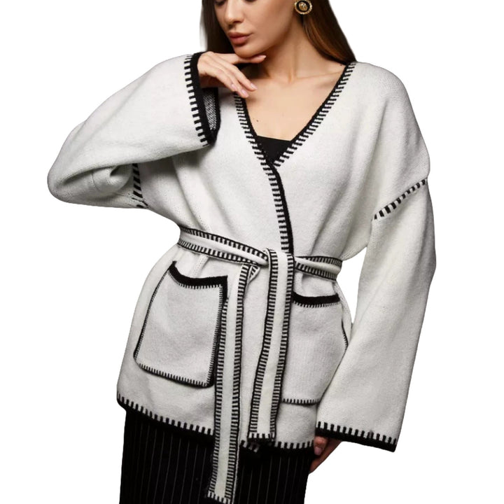 Damen Strickjacke mit großem Revers und praktischen Taschen Drune