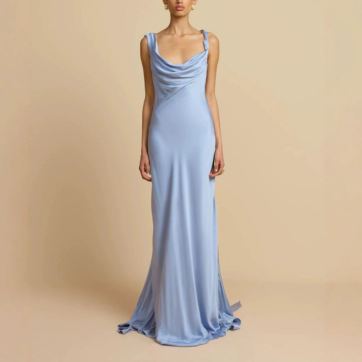 Damen Elegantes Maxikleid mit drapierten Details Drune