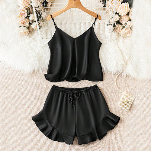 Damen Schlafanzug-Set aus satinähnlichem Material mit Zara-Design Drune
