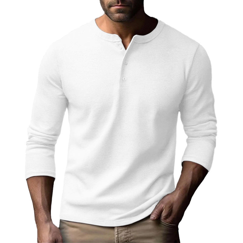Herren Langarm-Henley-Shirt aus atmungsaktivem Baumwollmix Drune