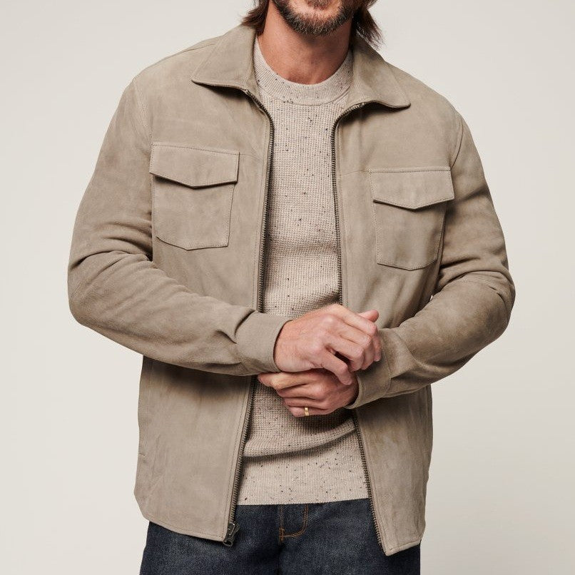 Herren Wildlederjacke mit praktischen Pattentaschen und elegantem Schnitt Drune