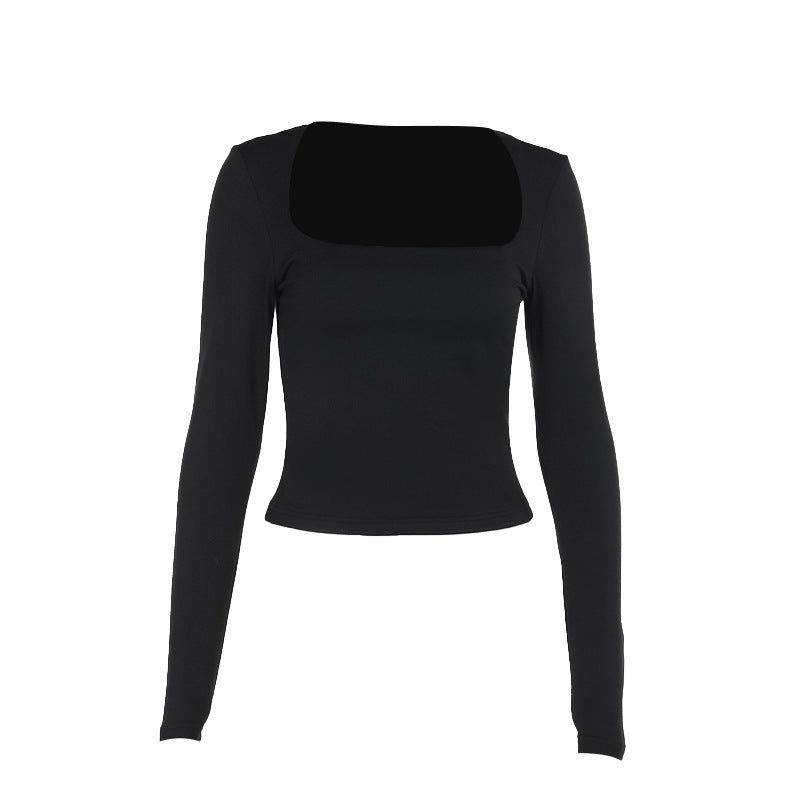 Damen Langarmcroptop mit originellem U-Ausschnitt und figurschmeichelndem Schnitt Drune