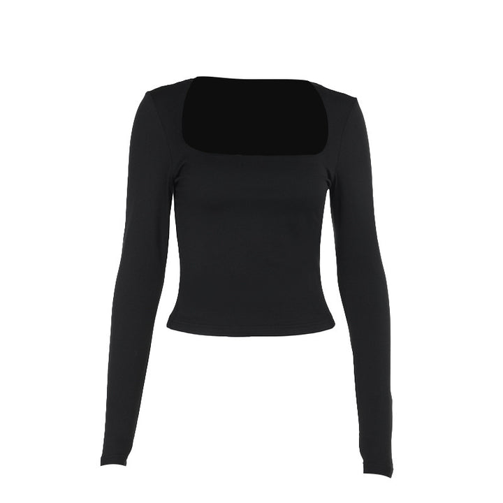 Damen Langarmcroptop mit originellem U-Ausschnitt und figurschmeichelndem Schnitt Drune