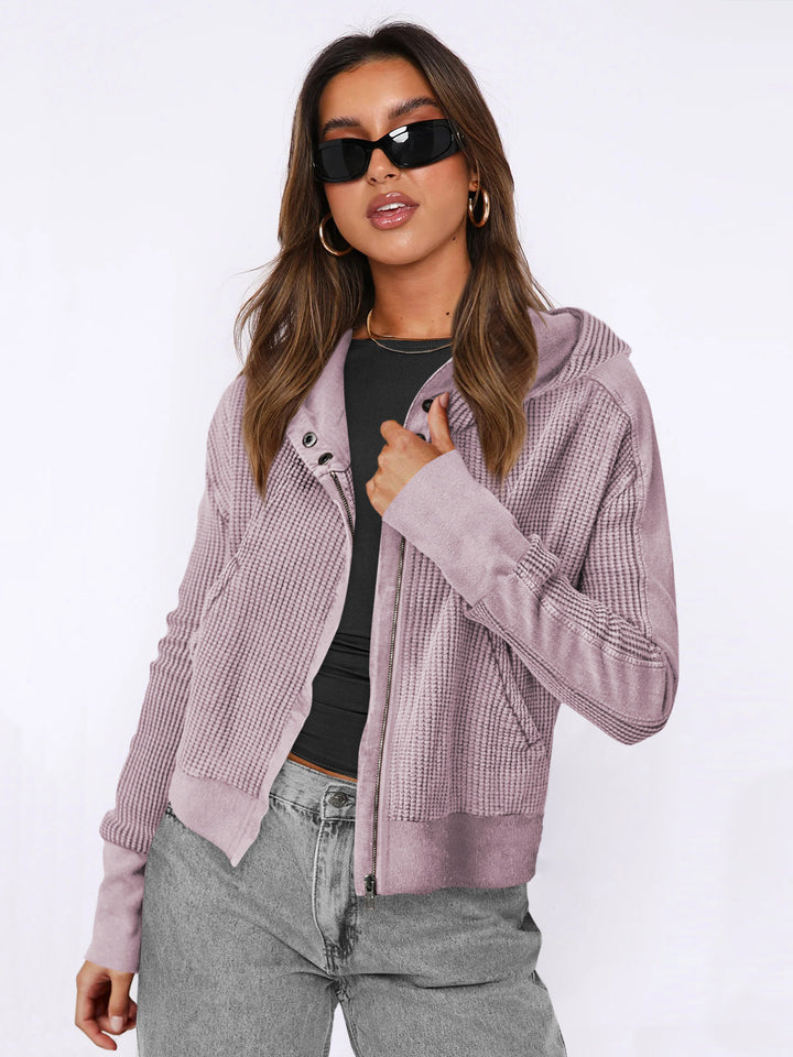Damen lässige Kapuzenjacke mit strukturiertem Obermaterial und Reißverschluss Drune