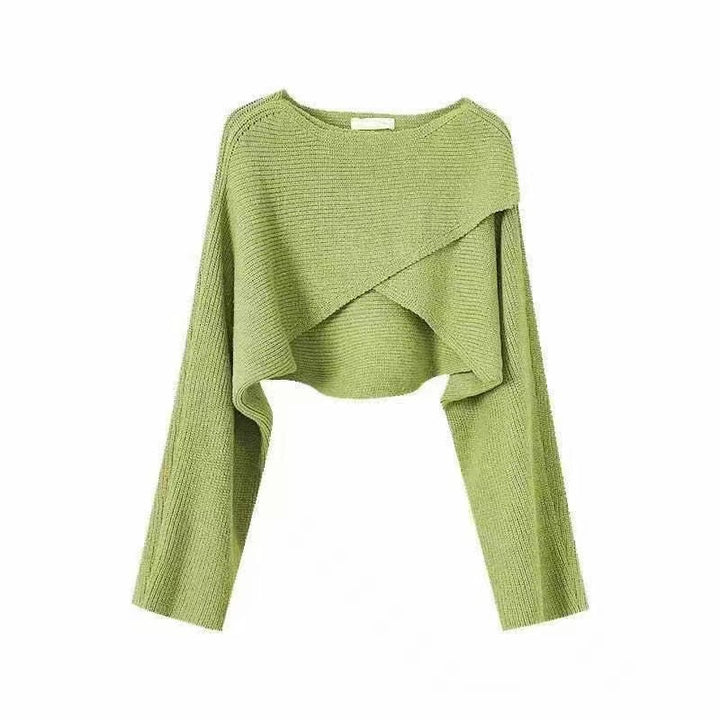 Damen lässiger Cropped-Pullover mit asymmetrischem Schnitt und strukturierter Oberfläche Drune
