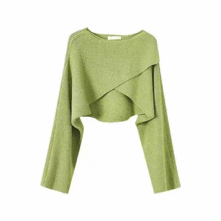 Damen lässiger Cropped-Pullover mit asymmetrischem Schnitt und strukturierter Oberfläche Drune