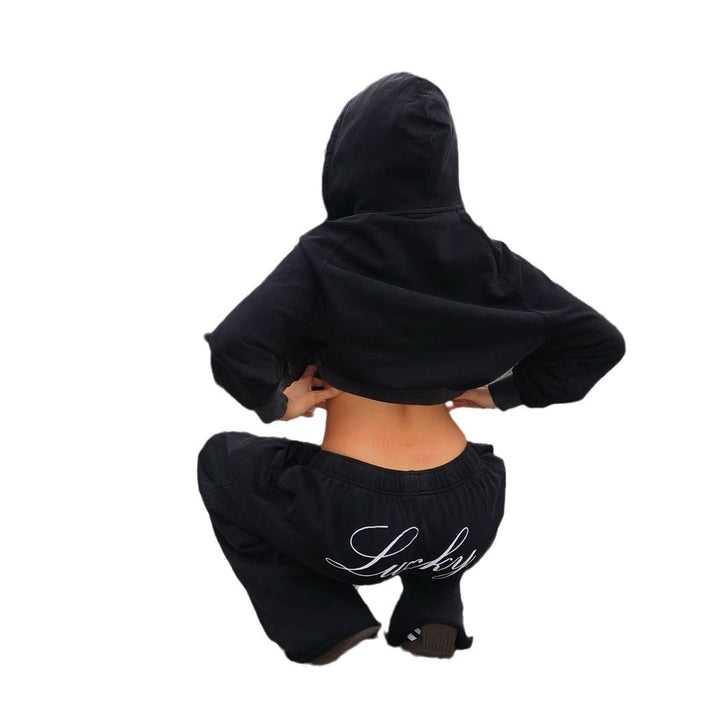 Damen lässiger Kapuzenpullover und Jogginghose Set Drune