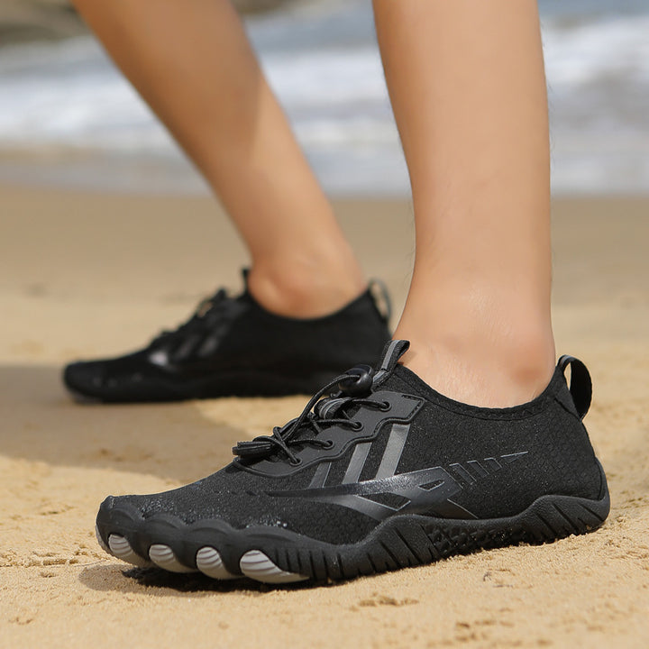 Unisex nan ultraleichte Aquaschuhe mit zehennahem Flexprofil, rutschfester Gummilaufsohle und Schnellzugverschluss Drune