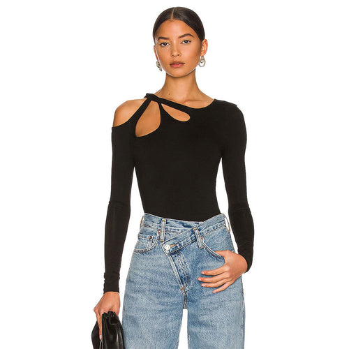 Damen Langarm Bodysuit mit modischem Cut-Out-Design Drune