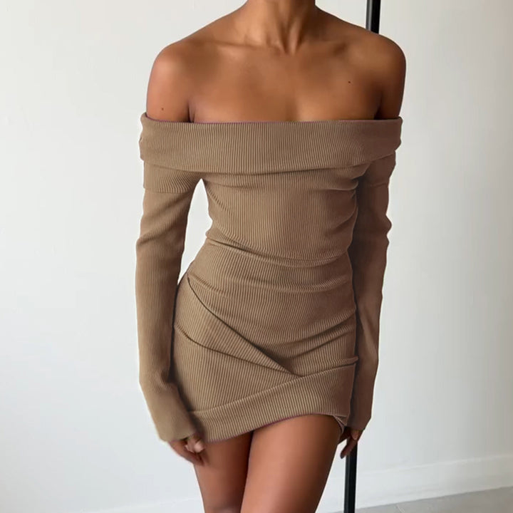 Damen Wickelkleid mit schulterfreiem Design und engem Schnitt Drune