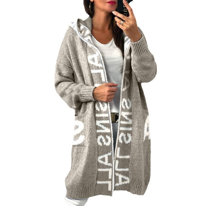 Damen Langarm-Strickcardigan mit Kapuze und praktischen Taschen Drune