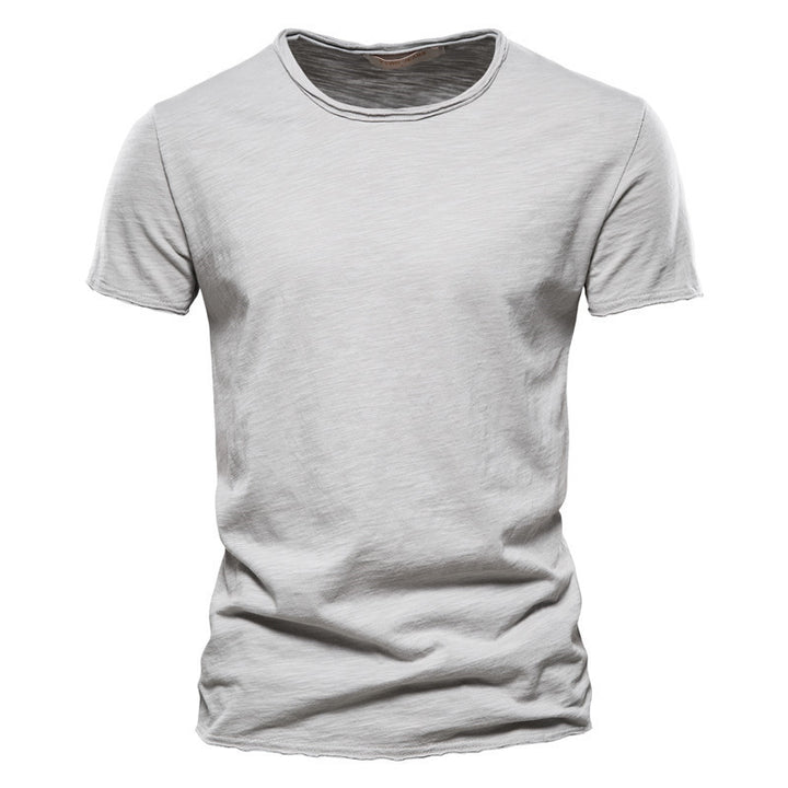 Herren nan leichtes Baumwollshirt mit Rundhalsausschnitt und schlanker Passform Drune